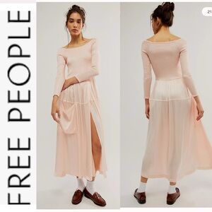 NWOT Free People Lucky Love Midi Dress in Ballet Slipper xs